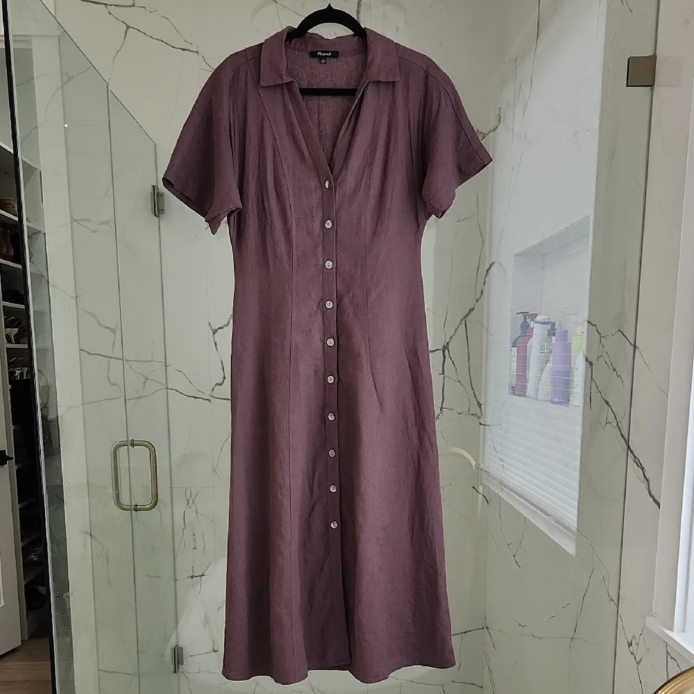 Madewell Plum Button-Down Midi Dress - Picture 3 of 5